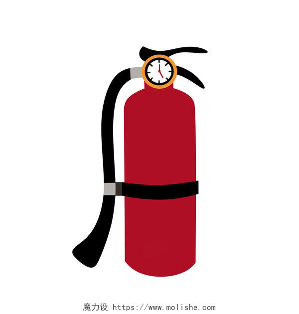 红色卡通手绘消防安全灭火器消防栓素材原创插画海报